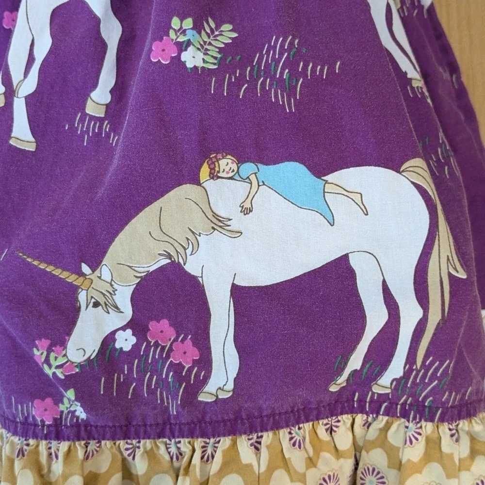 Eleanor Rose Girls‎ Unicorn Whimsical Floral Dress Purple Blue 6-7 Long Sleeve